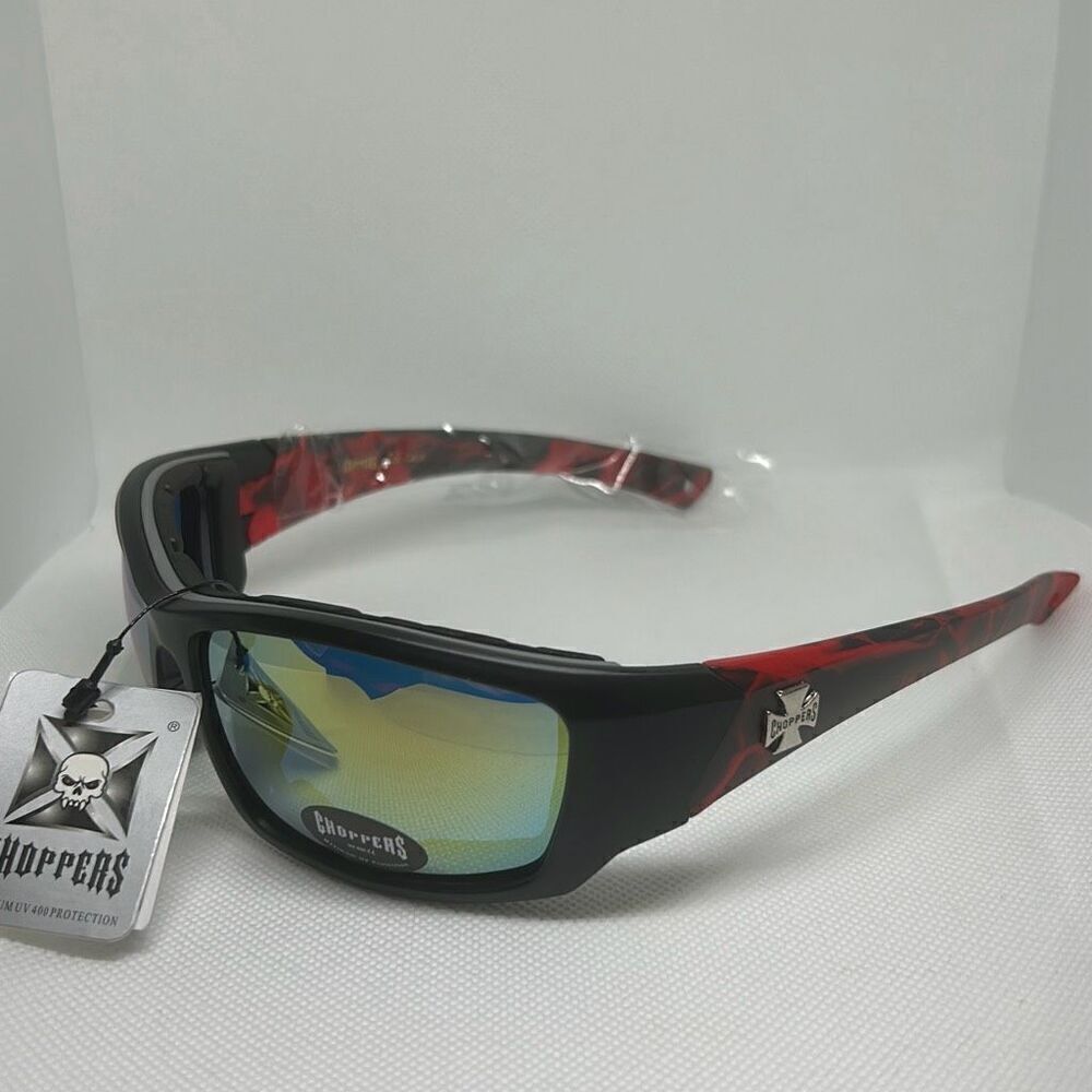 Choppers Padded Flame Mirrored Lens Sunglasses